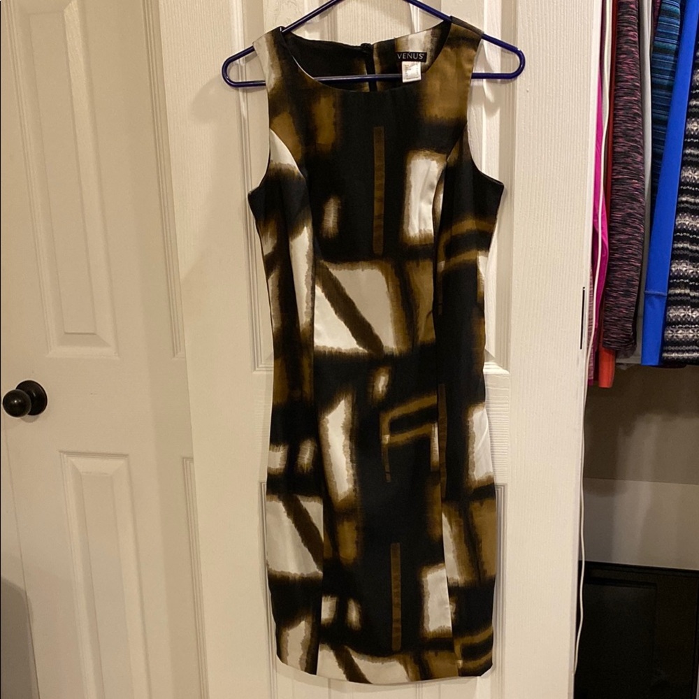 VENUS Abstract Black and Brown Dress
